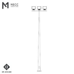 เสาไฟโพสท็อป 12 เมตร กิ่งทีบาร์ สำหรับ 3 โคม ( Lighting Pole 12 meters with T-bar for 3 Head Lights)