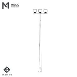 เสาไฟโพสท็อป 8 เมตร กิ่งทีบาร์ สำหรับ 3 โคม ( Lighting Pole 8 meters with T-bar for 3 Head Lights)