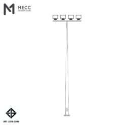 เสาไฟโพสท็อป 10 เมตร กิ่งทีบาร์ สำหรับ 4 โคม ( Lighting Pole 10 meters with T-bar for 4 Head Lights)