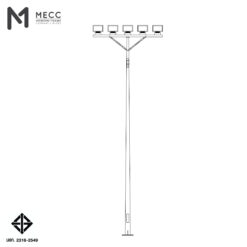 เสาไฟโพสท็อป 6 เมตร กิ่งทีบาร์ สำหรับ 5 โคม ( Lighting Pole 6 meters with T-bar for 5 Head Lights)