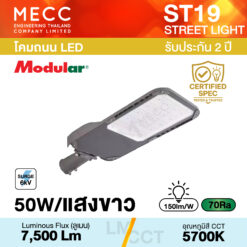 โคมถนน Streetlight LED 50W 5700K 7,500lm รุ่น ST19 แสงขาว
